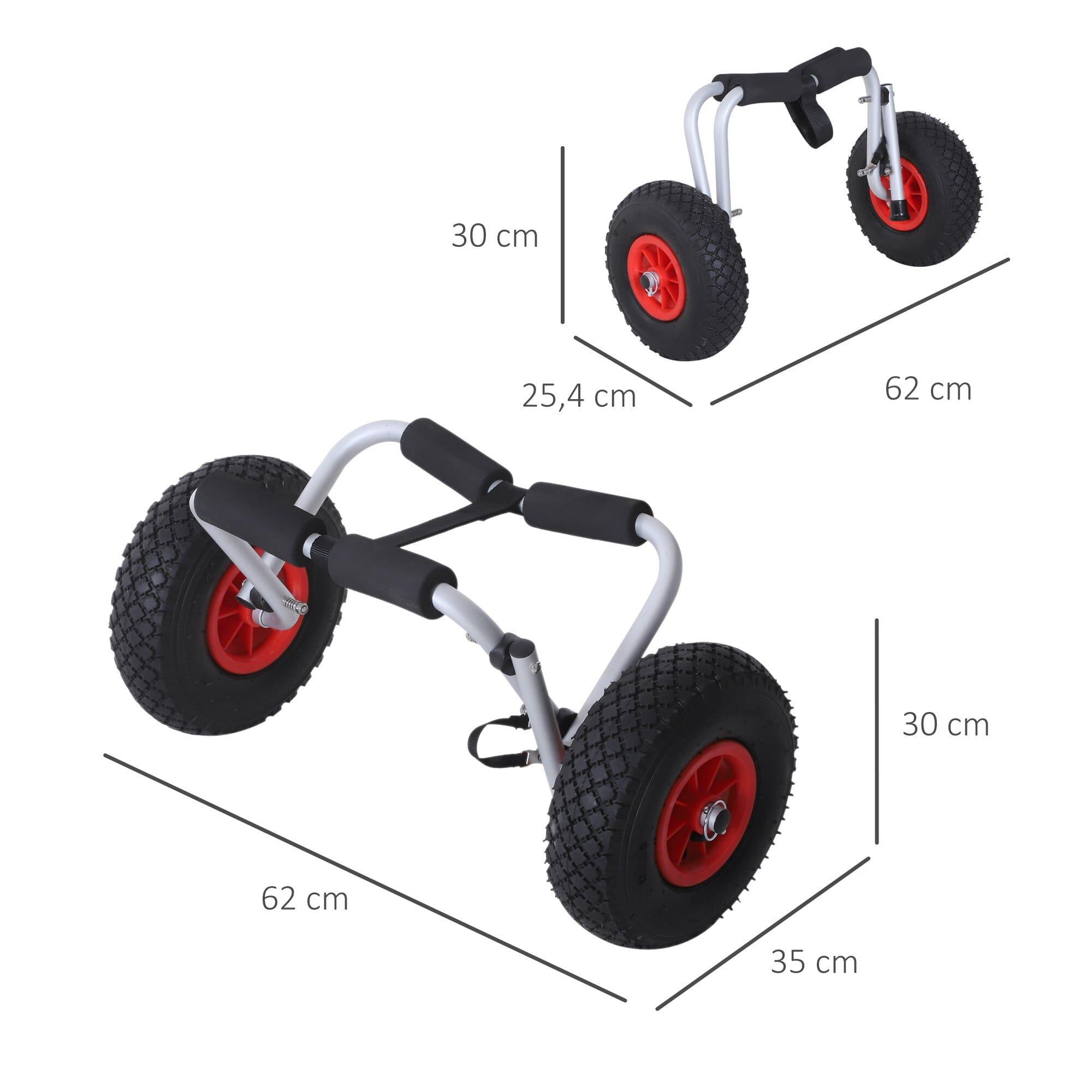 HOMCOM Carro de Transporte Kayak Dobrável 62x35x30cm Vermelho e Preto Outsunny