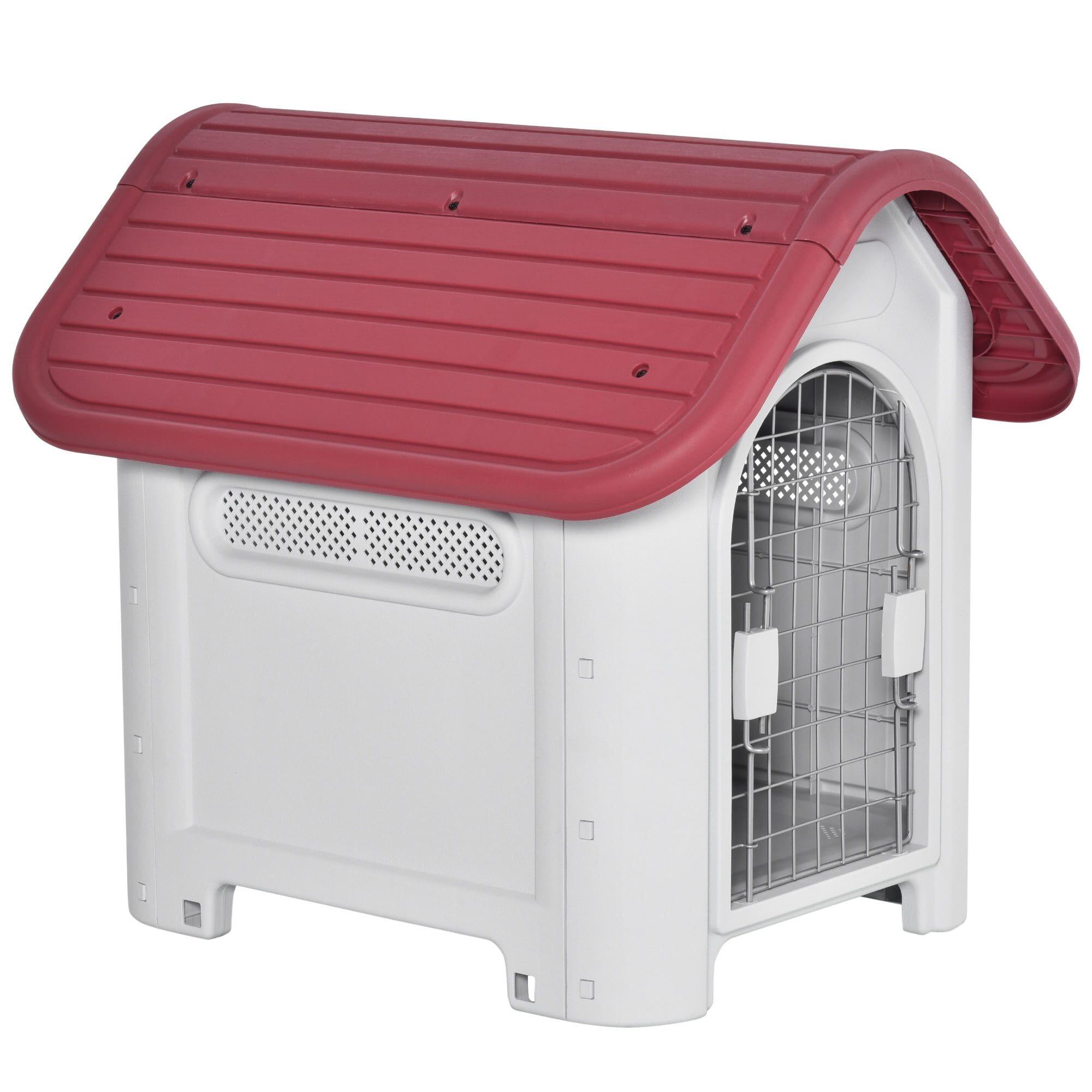 PAWHUT Casota para Cães PawHut 59x75x66cm Cinza e Vermelho