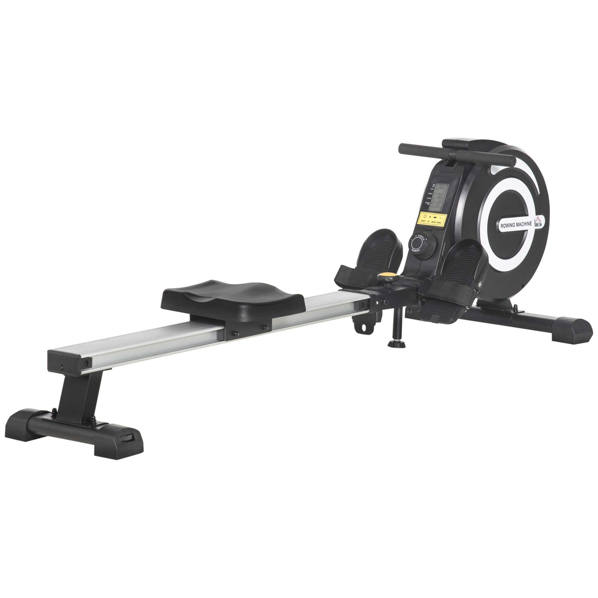 Máquina de Remo 185x58x57cm Preto e Prata HOMCOM