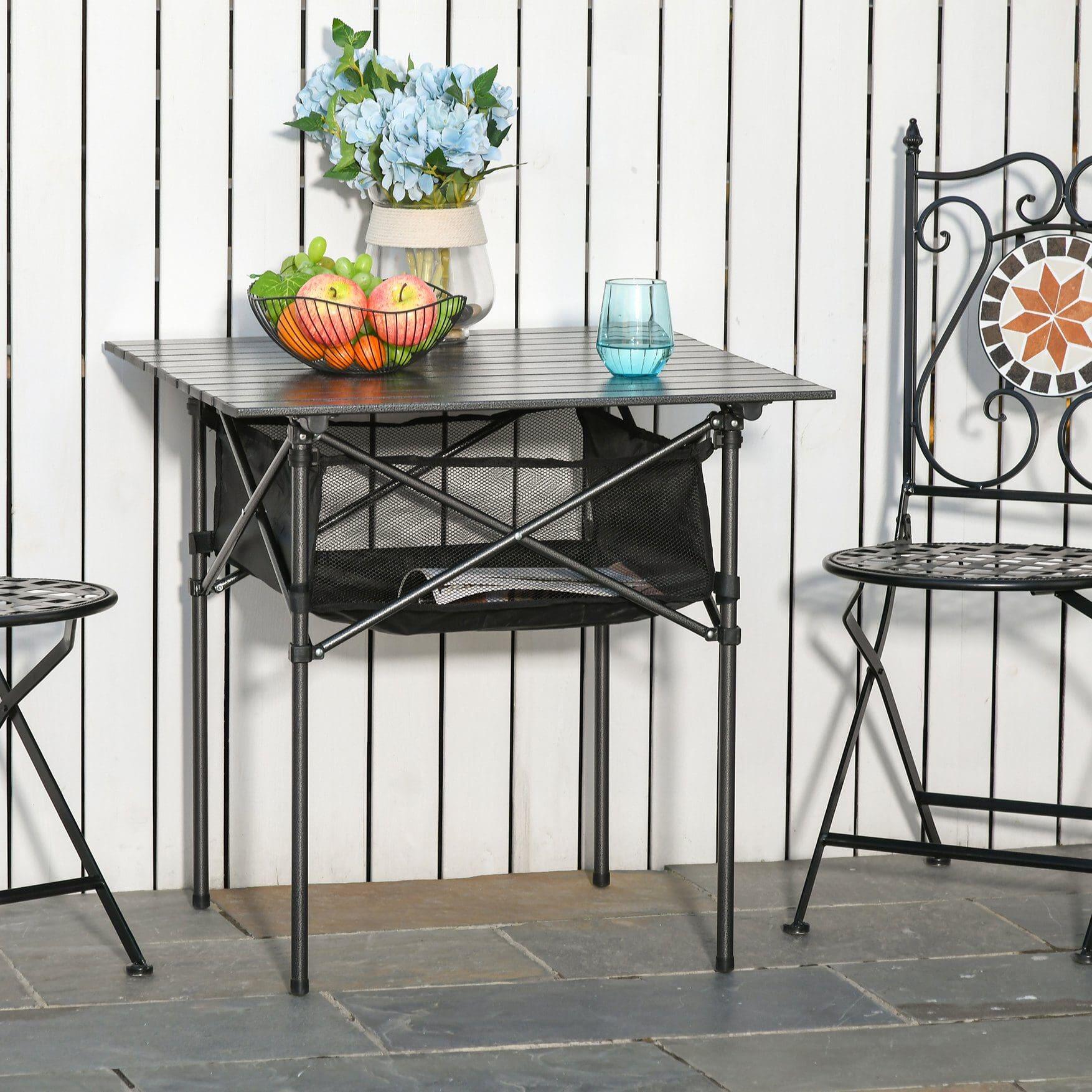 Mesa de Exterior 70x70x69 cm Preto Outsunny