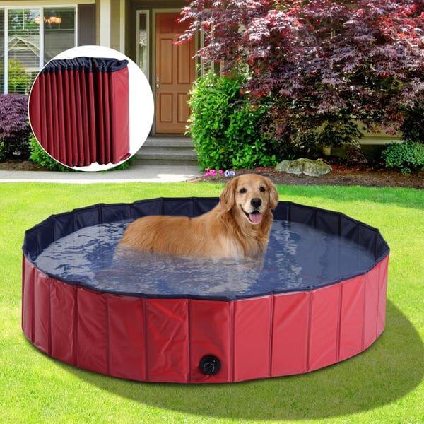 Piscina dobrável para animais de estimação PVC Ø140x30cm Vermelho