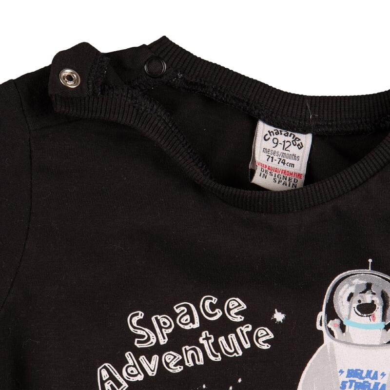 Charanga Camiseta de bebé color negro diseño cosmic