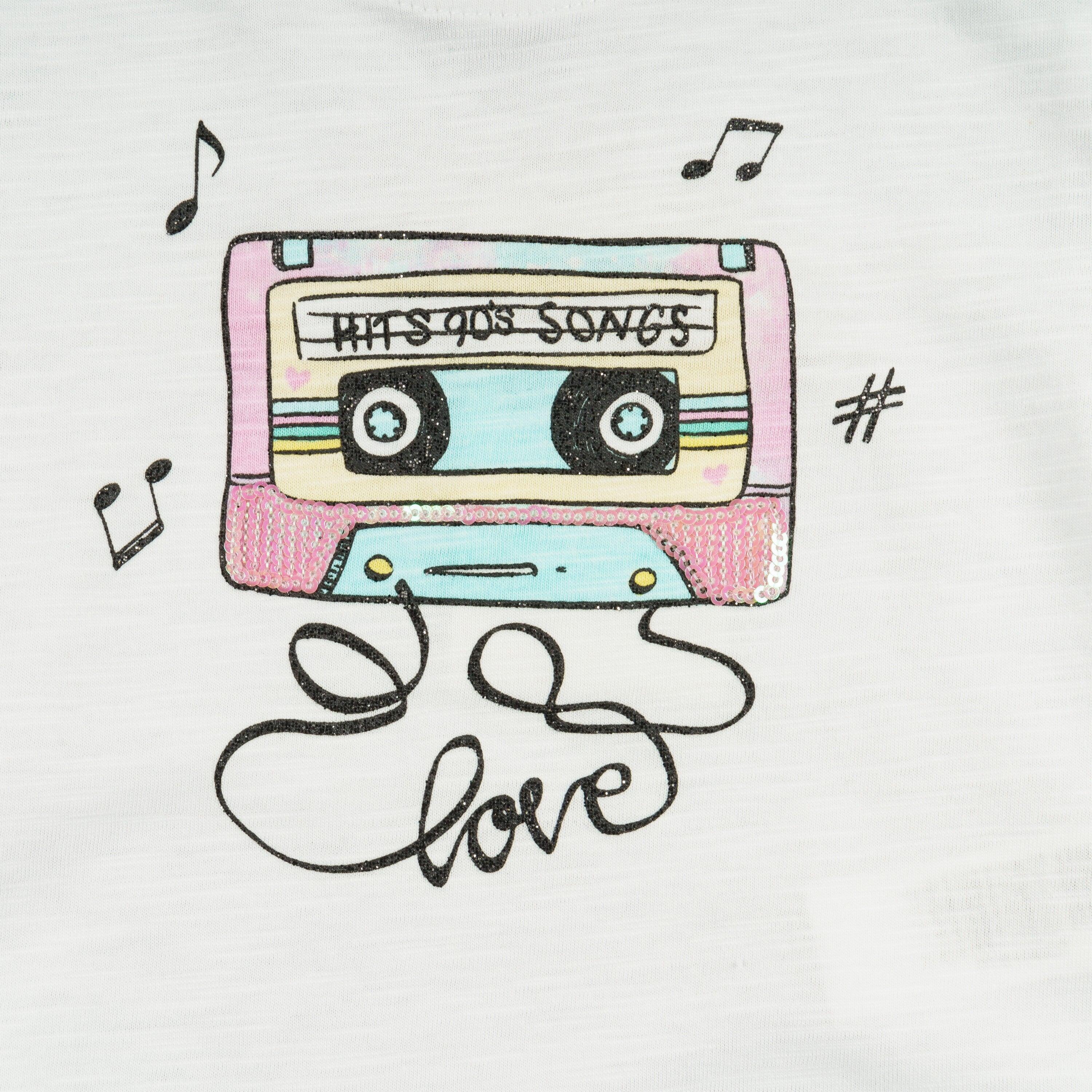 Camiseta de niña blanco estampado cassette 4/5