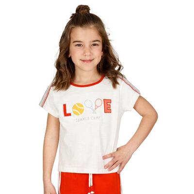 Camiseta De Niña Crudo Bebé Charanga, Aplique Manga Corta talla 2-3