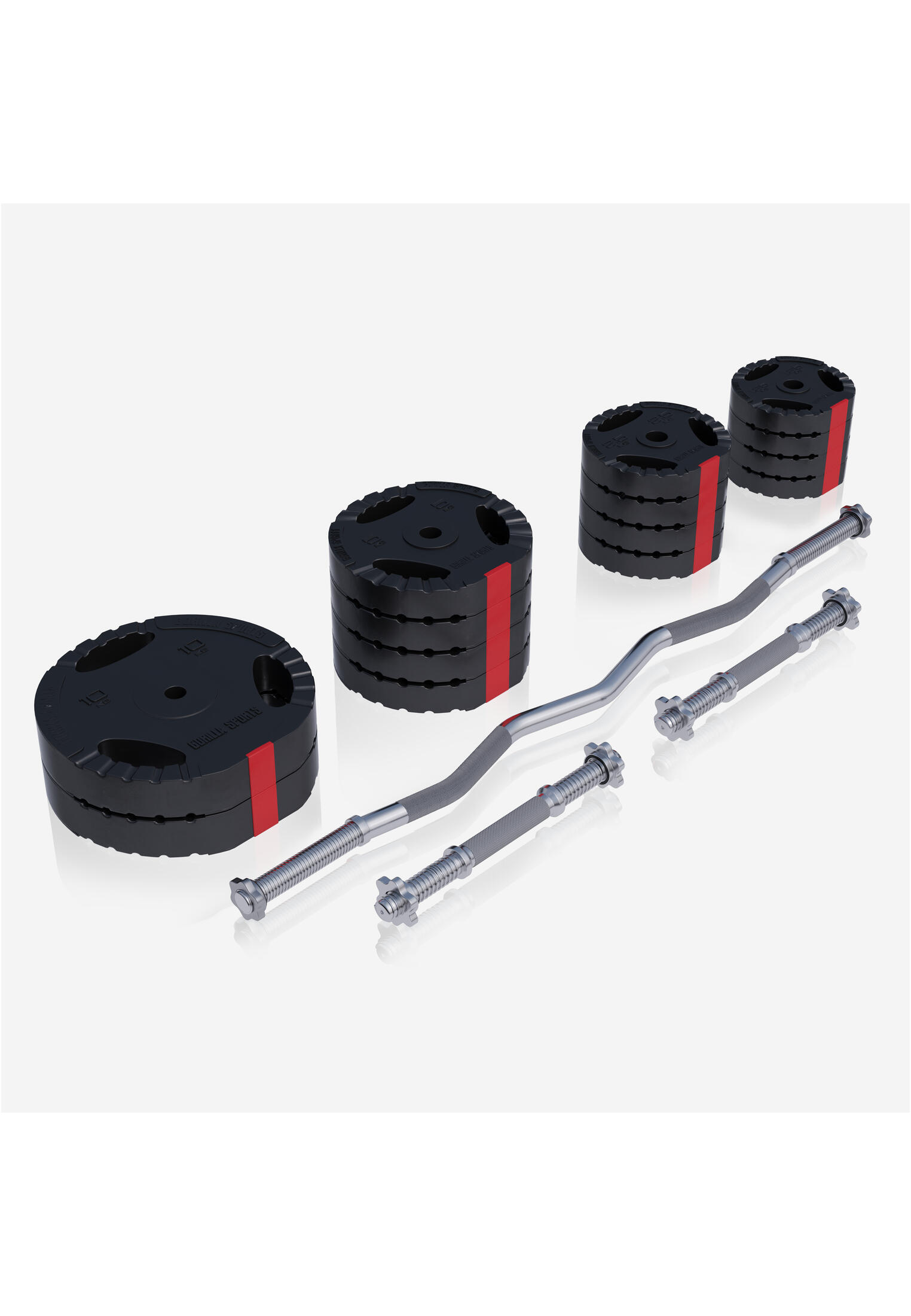 SET D'HALTÈRES DE 68KG PLASTIQUE GRIP + BARRE CURL 120CM | MUSCULATION 2/7