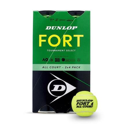 Lot de 2 tubes de 4 balles de tennis Dunlop fort all court
