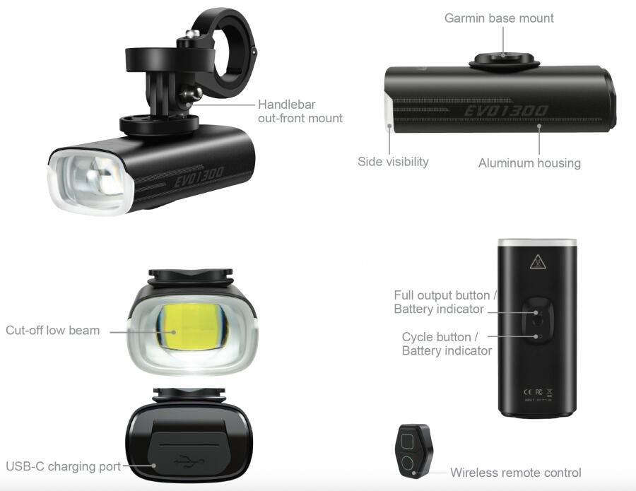 Magicshine EVO 1300 Underneath Mounted Front Light-Black (1300 Lumens)