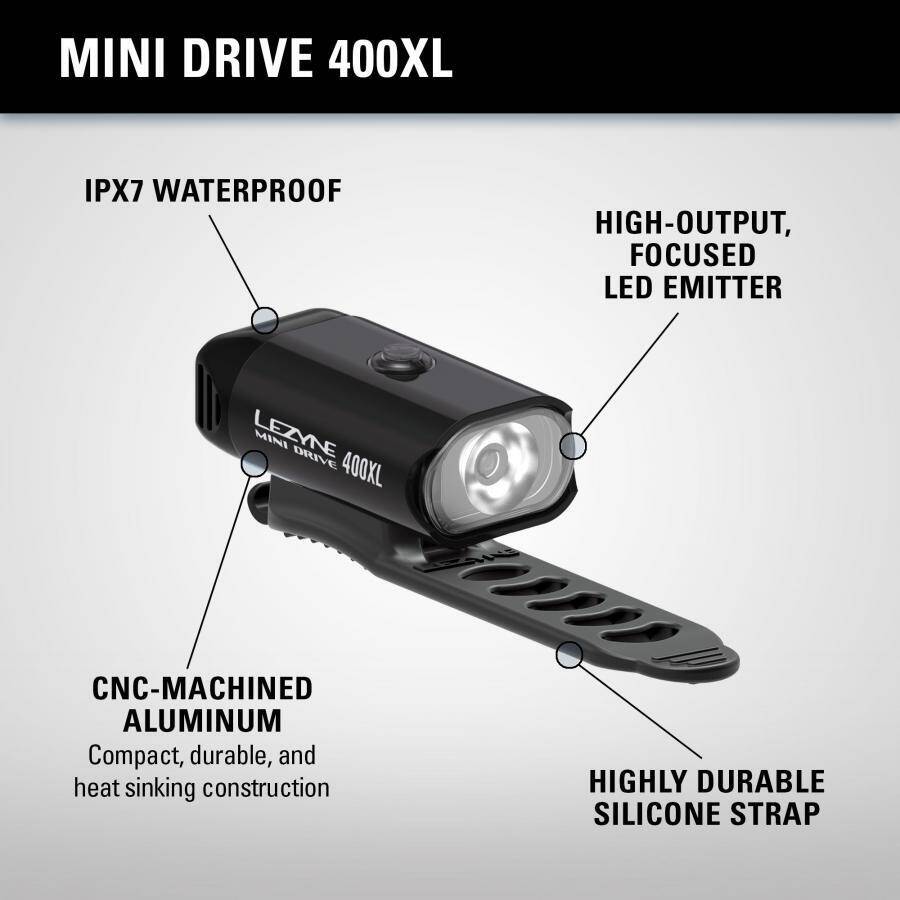 Lezyne Mini Drive 400XL Front Light-Black (400 Lumens) -  3