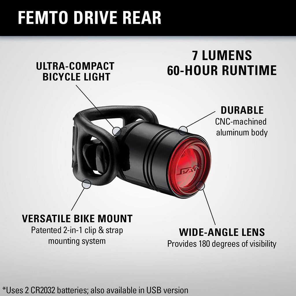 Lezyne Femto Drive Rear Light (7 Lumens)