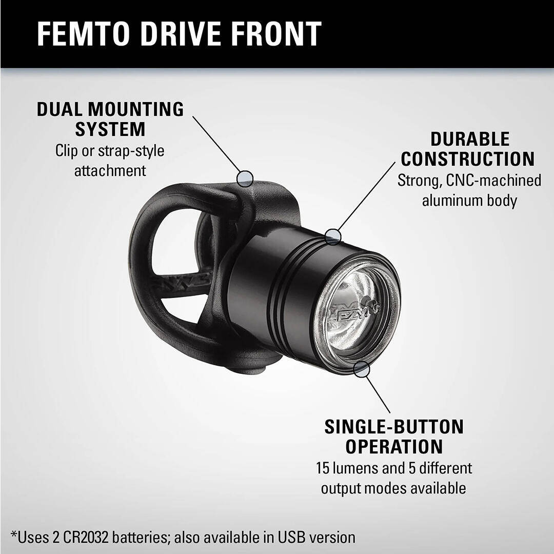Lezyne Femto Drive Front Light-Silver (15 Lumens) -  4