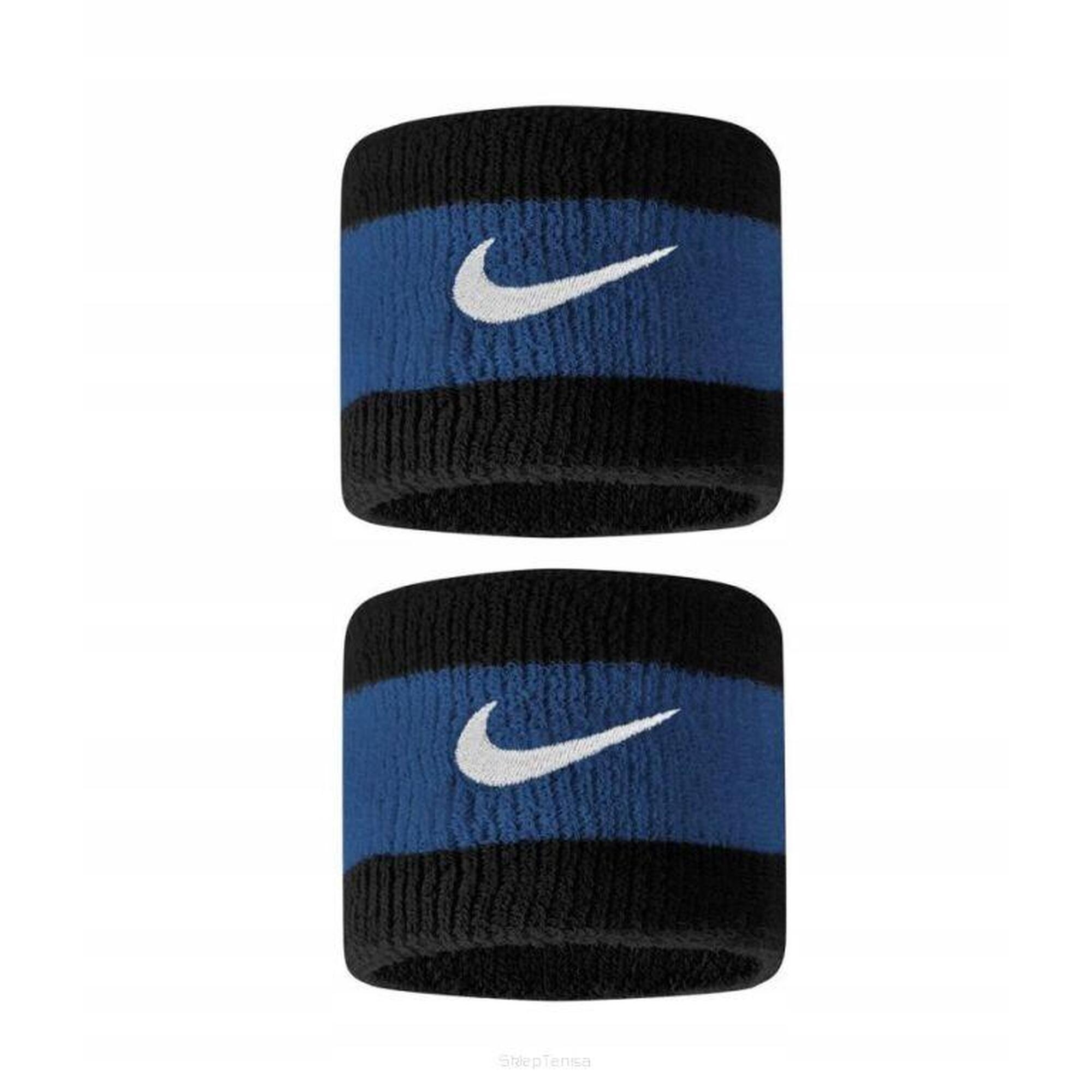 Frotka tenisowa Nike Swoosh Wristbands czarno-niebieska