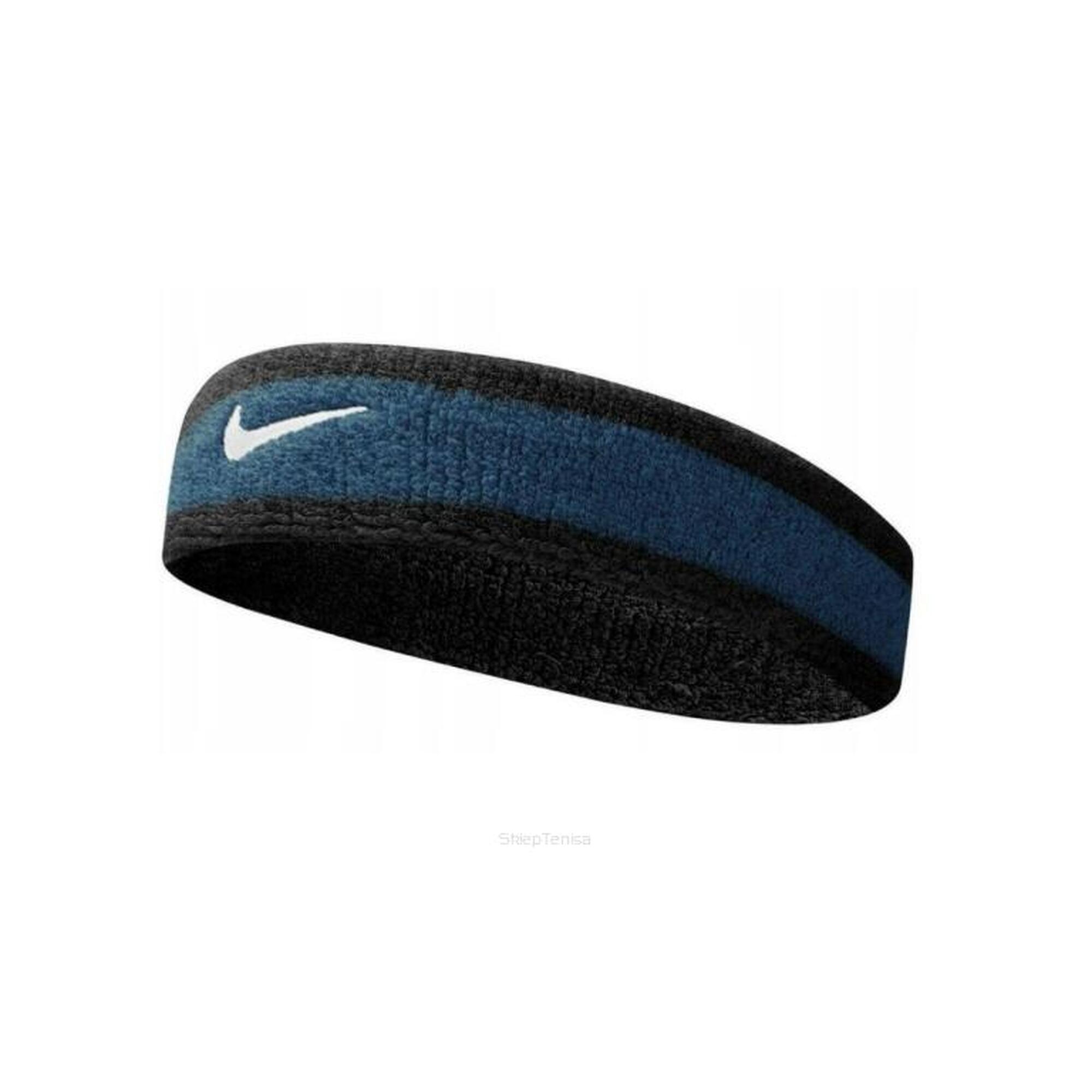 Frotka tenisowa na głowę Nike Swoosh Headband niebiesko-czarna