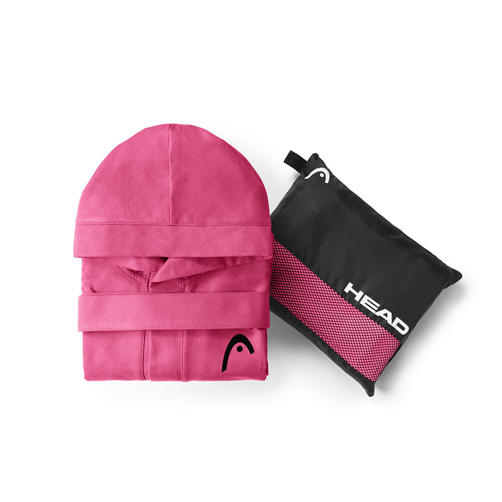 Kinderbadjas van microvezel met capuchon, kleur High Visibility Pink 2/2