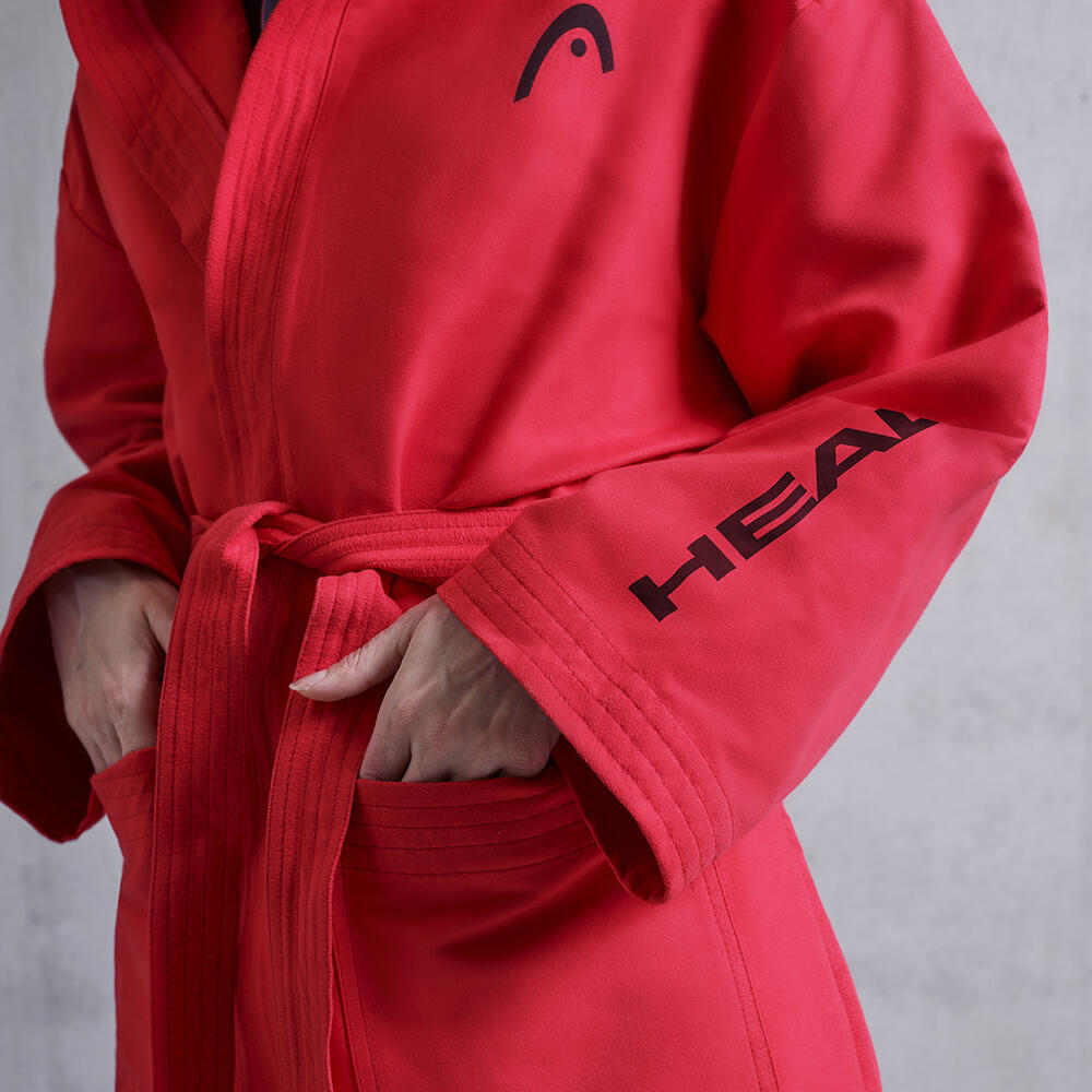 Volwassen badjas van microvezel met capuchon, High-Visibility Pink 5/6