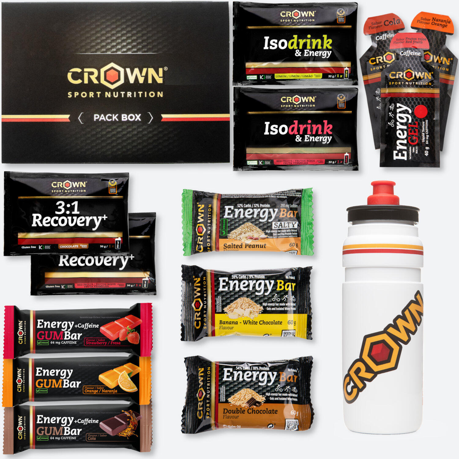 CROWN SPORT NUTRITION Pacote de produtos 'Pack Endurance Tester 3.0' com garrafa de 750ml de presente