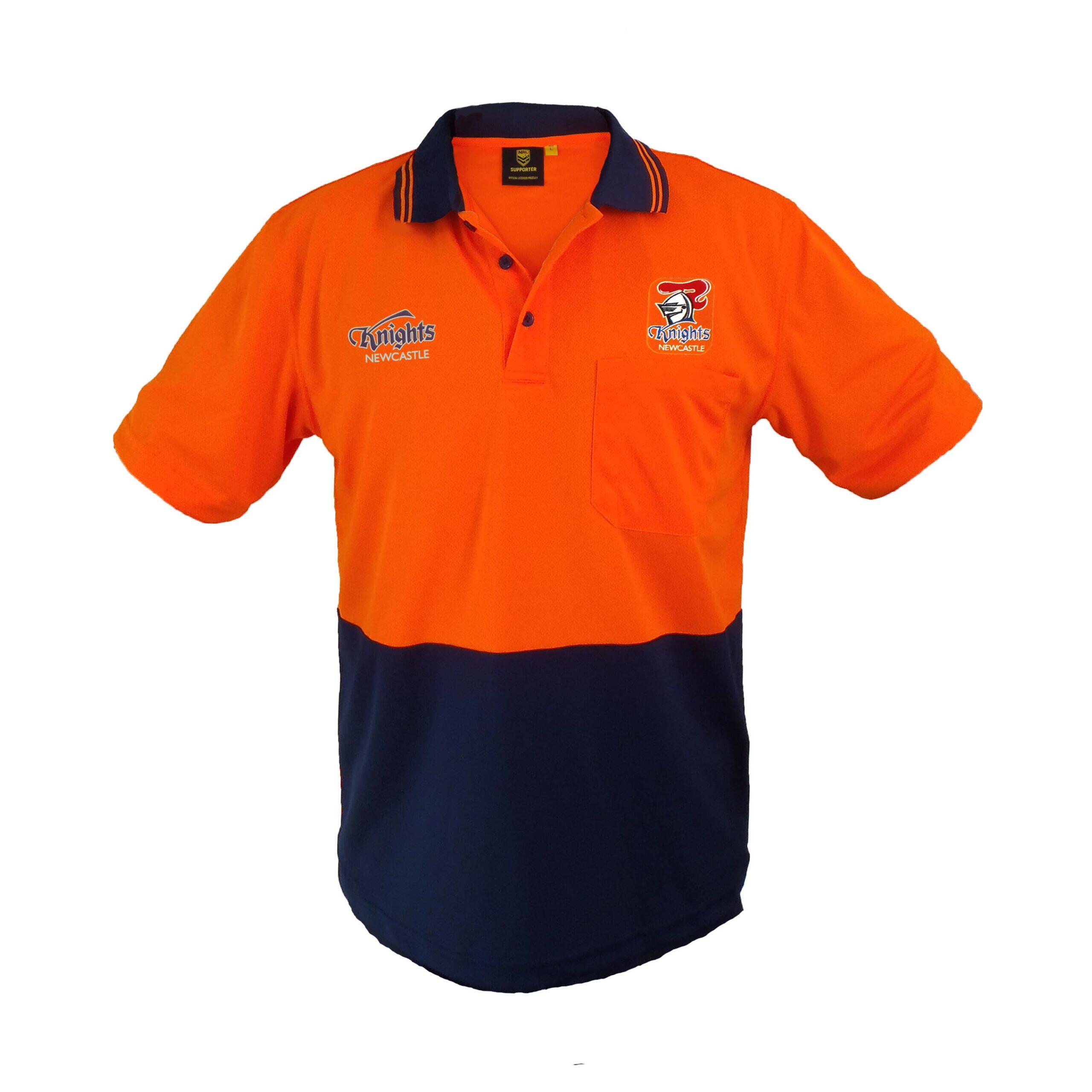 Newcastle Knights NRL Short Sleeve Polo Work Shirt Orange