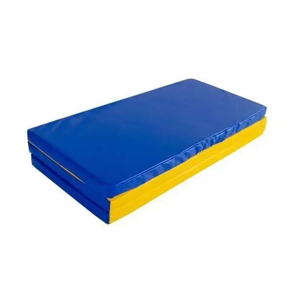 Matte - Gymnastik - dreiteilig, faltbar - Gamma 150x100x5 - blau-gelb 3/5