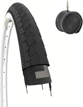Pneu 26x1 3/8 (37-590)+chambre, pneu noir 26 x 1 3/8 vélo hollandais EV