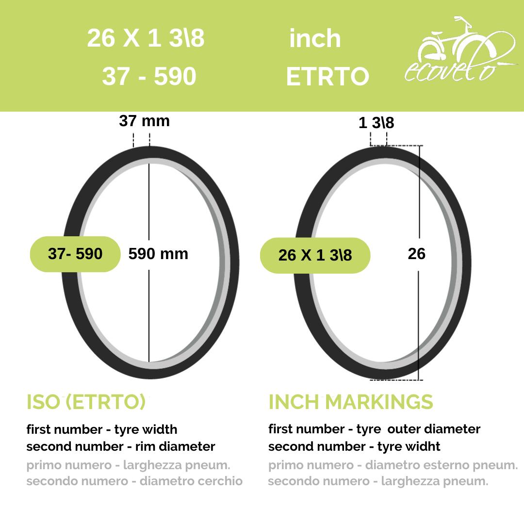 Copertone 26x1 3/8 (37-590) +camera, pneumatico nero 26 x 1 3/8 bici olanda EV 2/6
