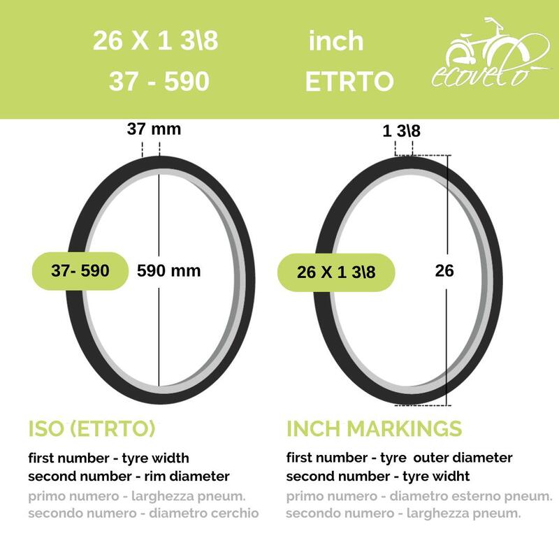 copertone bianco nero per bicicletta 26 x 1 3/8 + camera aria bici olanda  EV