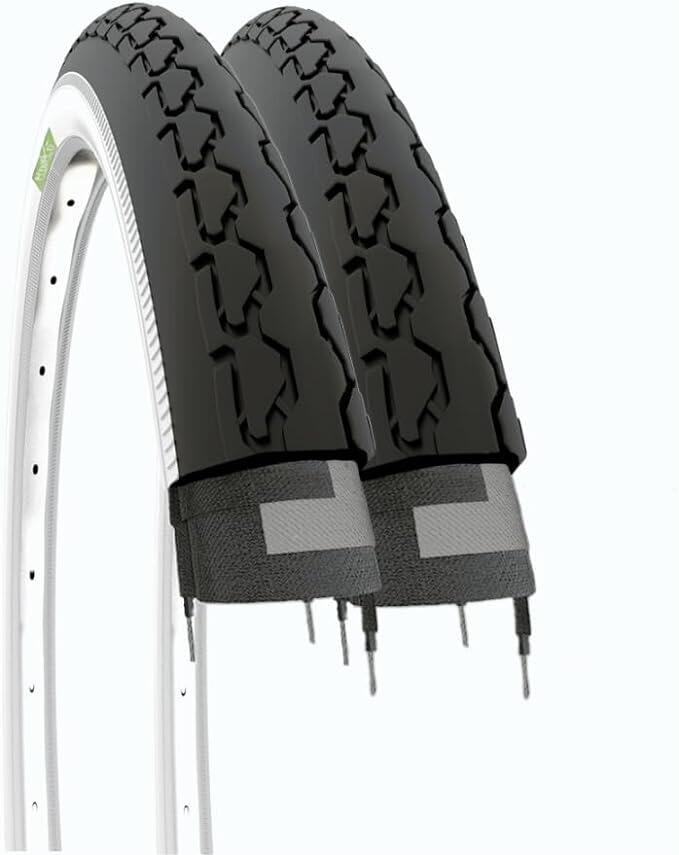 ECOVELO 2 copertoni  24x1 3/8 (37-540),pneumatici bianconeri bici 24 x 1 3/8 bambina EV
