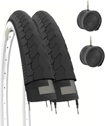 2 pneus 26x1 3/8 (37-590)+chambres, pneus 26x1 3/8 vélo hollandais EV
