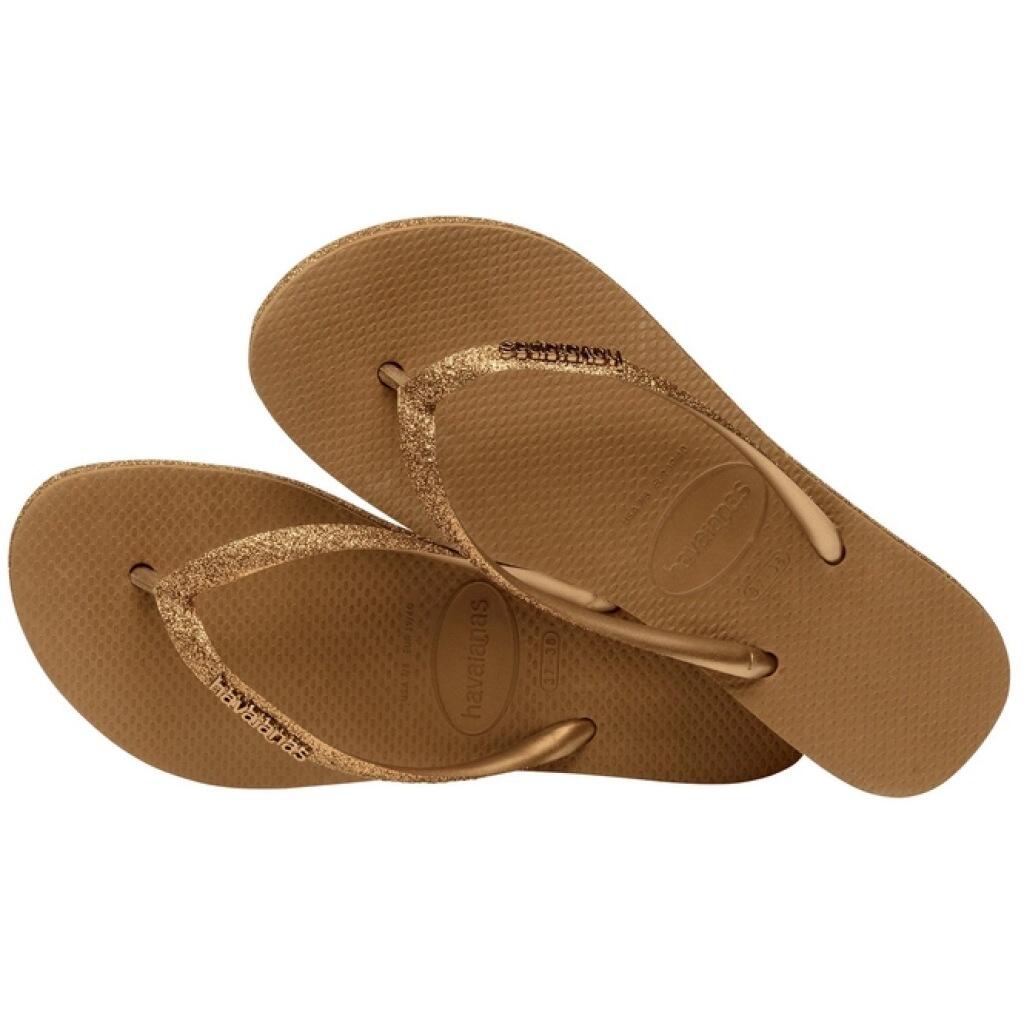 Tongs Marron/Doré Femme Havaianas Slim Platform Sparkle 4/5