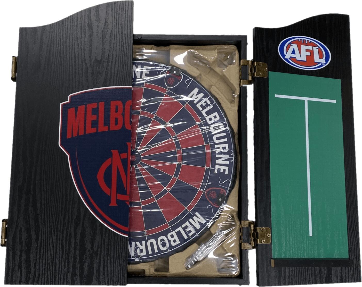 Melbourne Demons AFL Dart Board and Cabinet Set