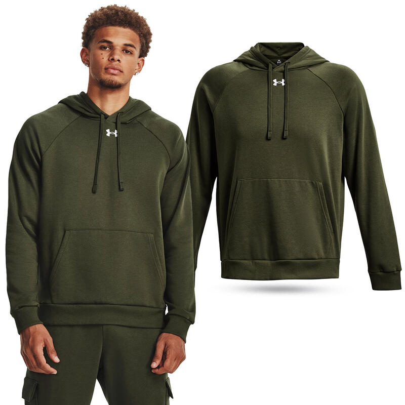 Sudadera con capucha para hombre Under armour Rival fleece en color verde