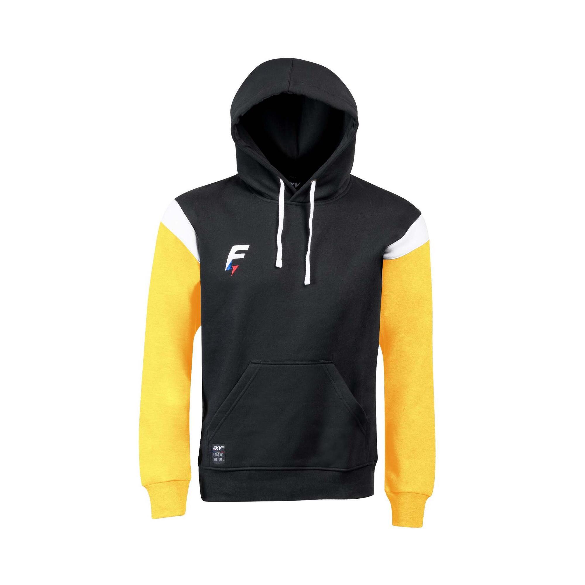 Force Xv - Sweat Capuche De Rugby Force Xv Conquete Noir-jaune - Sweat-shirt - Jaune|noir - 38 S - Decathlon