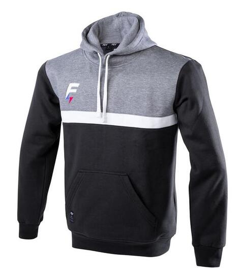 Sweat capuche de rugby Force XV MEDIANE noir-gris