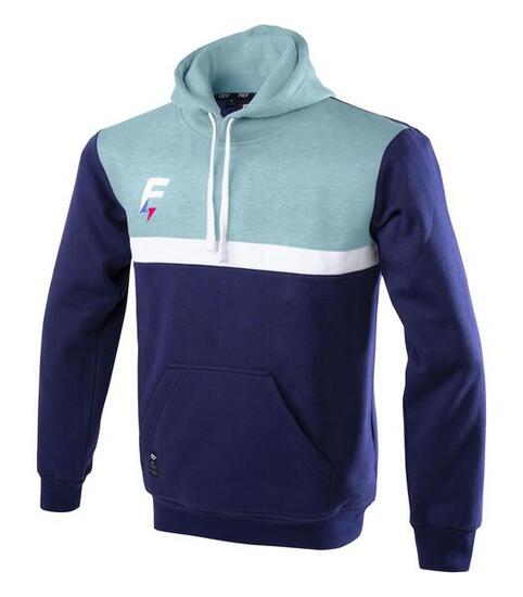Sweat capuche de rugby Force XV MEDIANE marine-ciel