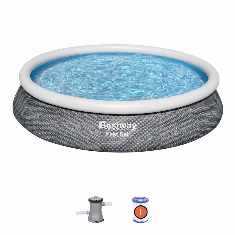 Piscine gonflable hors sol grise ronde 457x84cm  | sweeek