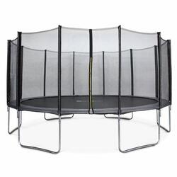 Trampoline 490cm gris avec filet de protection - 4m | sweeek