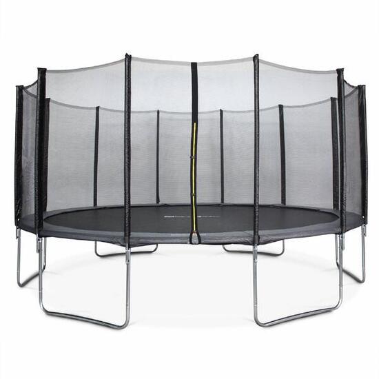 Trampoline 490cm gris avec filet de protection - 4m | sweeek