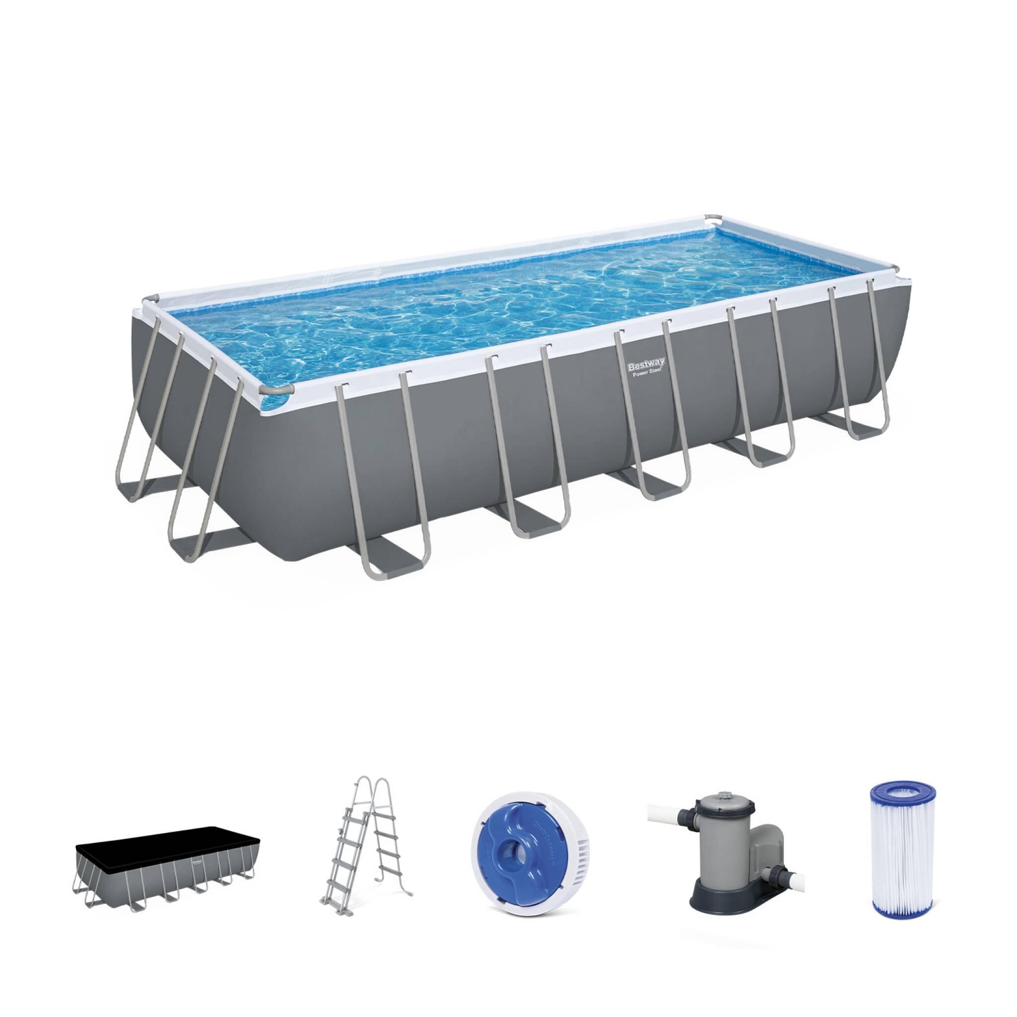 Piscine Tubulaire Hors Sol Vostok Grise , Rectangulaire 6x3m Avec Bâche