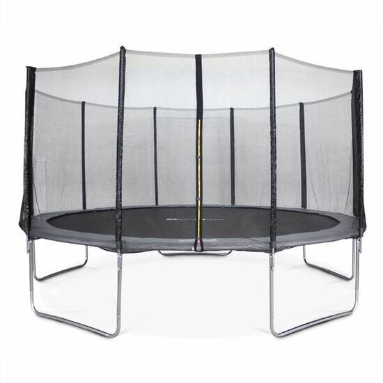 Trampoline 460cm - Neptune gris avec son filet de protection - Trampoline de