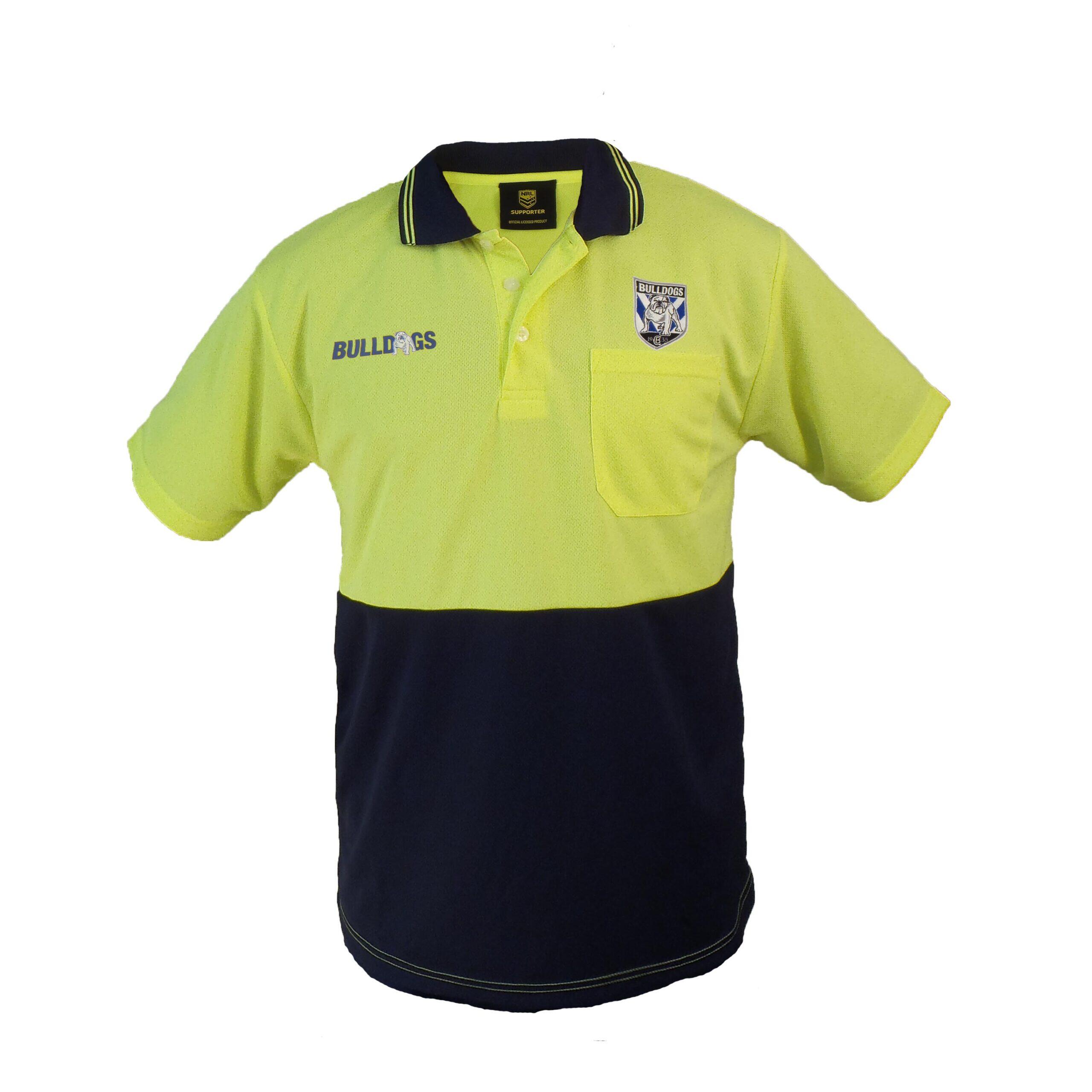 Canterbury Bulldogs NRL Short Sleeve Polo Work Shirt Yellow