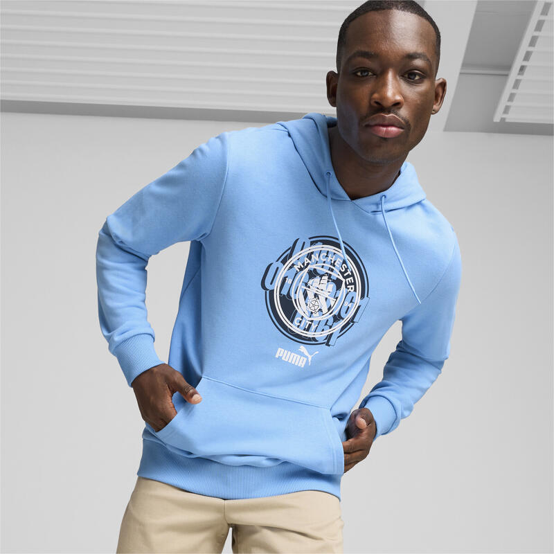 Felpa con cappuccio Manchester City ftblCULTURE da uomo PUMA Team Light Blue