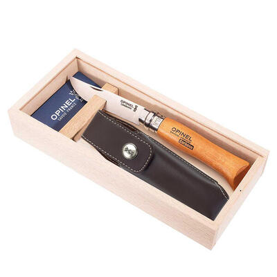 Set regalo coltello n. 8 + custodia pieghevole tascabile acciaio al carbonio