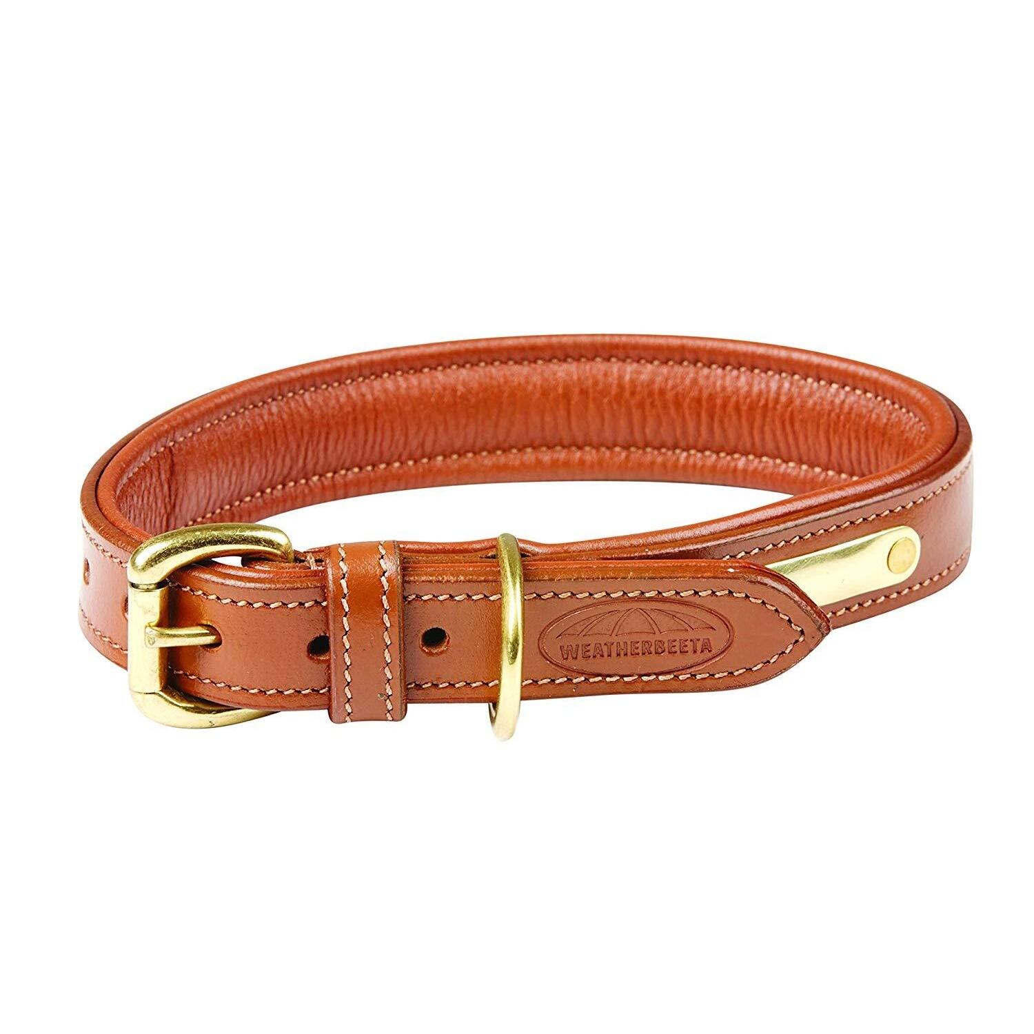 Padded Leather Dog Collar (Tan) 1/3