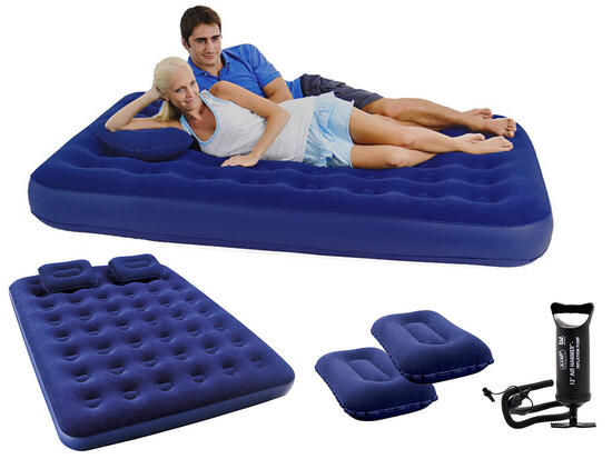 Matelas gonflable randonnée - Dwuosobowy z pompką bleu
