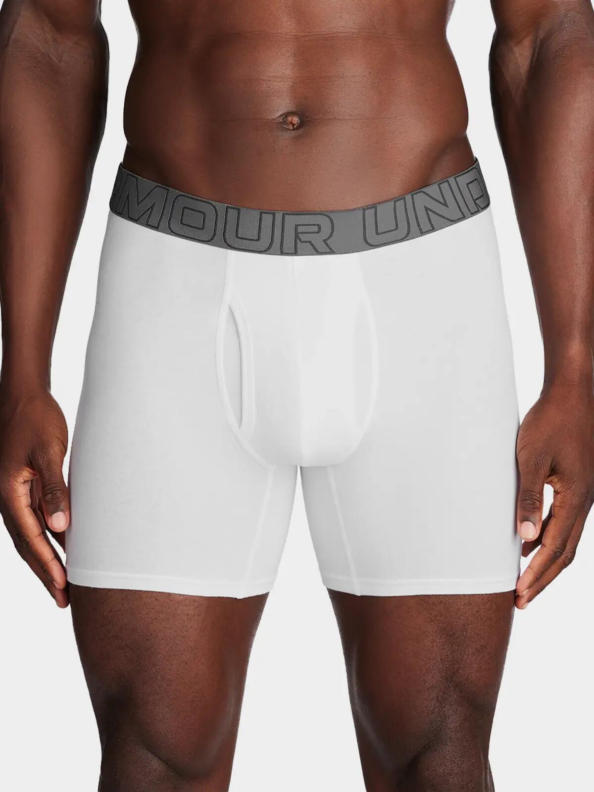 Lot de 3 boxers homme Under Armourperf Cotton 6in Blanc Blanc 3/4