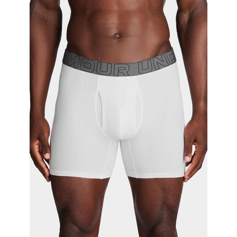 Boxeri pentru bărbați, pachet de 3, Under Armourperf Cotton, 6 inci, alb, alb