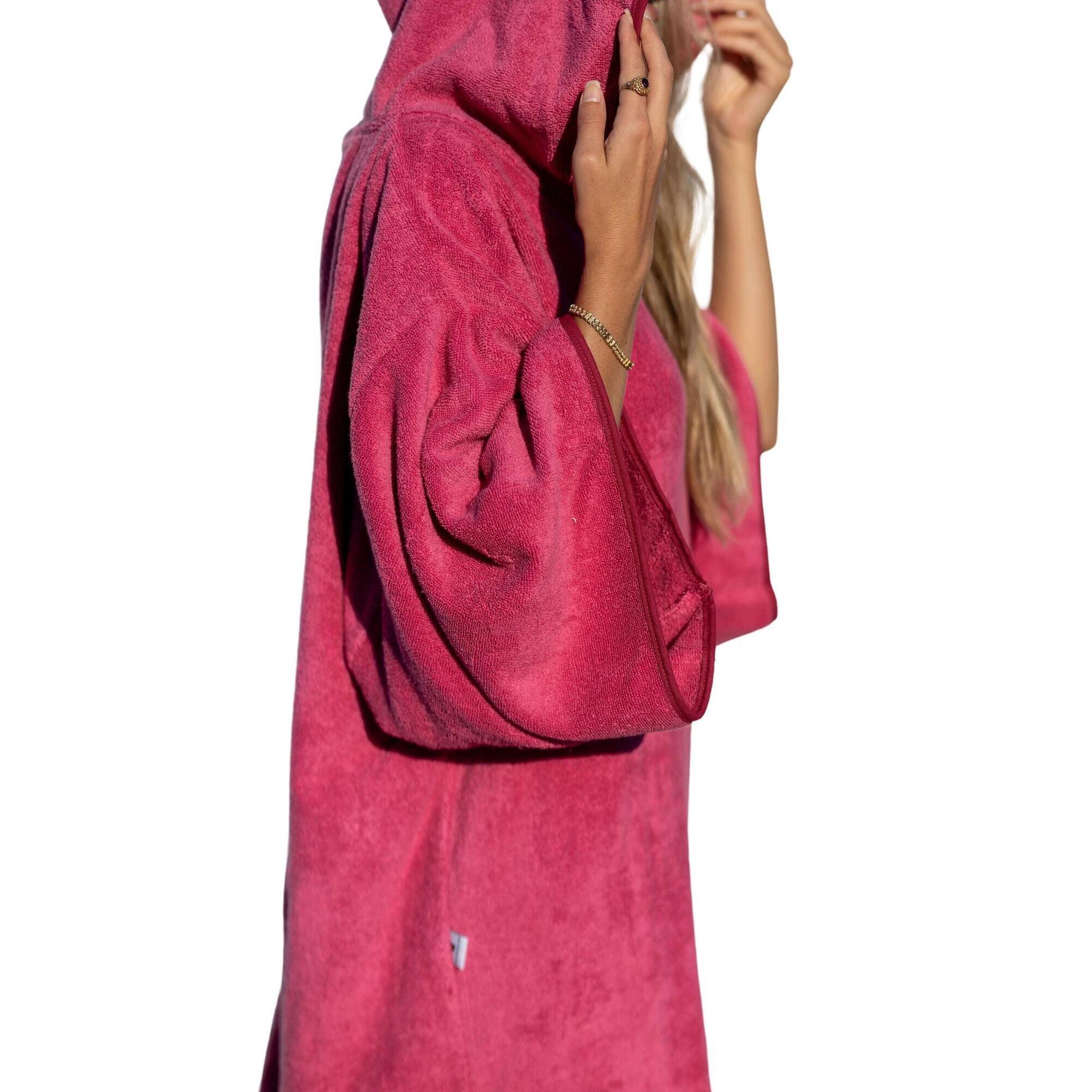 Poncho Surf | Bambina | Rosa | 100% Cotone | Con maniche