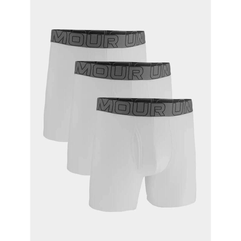 Boxeri pentru bărbați, pachet de 3, Under Armourperf Cotton, 6 inci, alb, alb