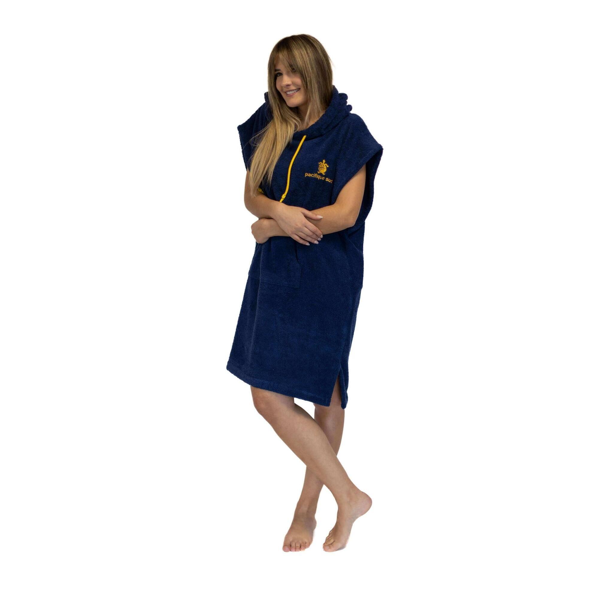 Surf Poncho |Blu e giallo | 100% cotone | Senza maniche | Taglia media