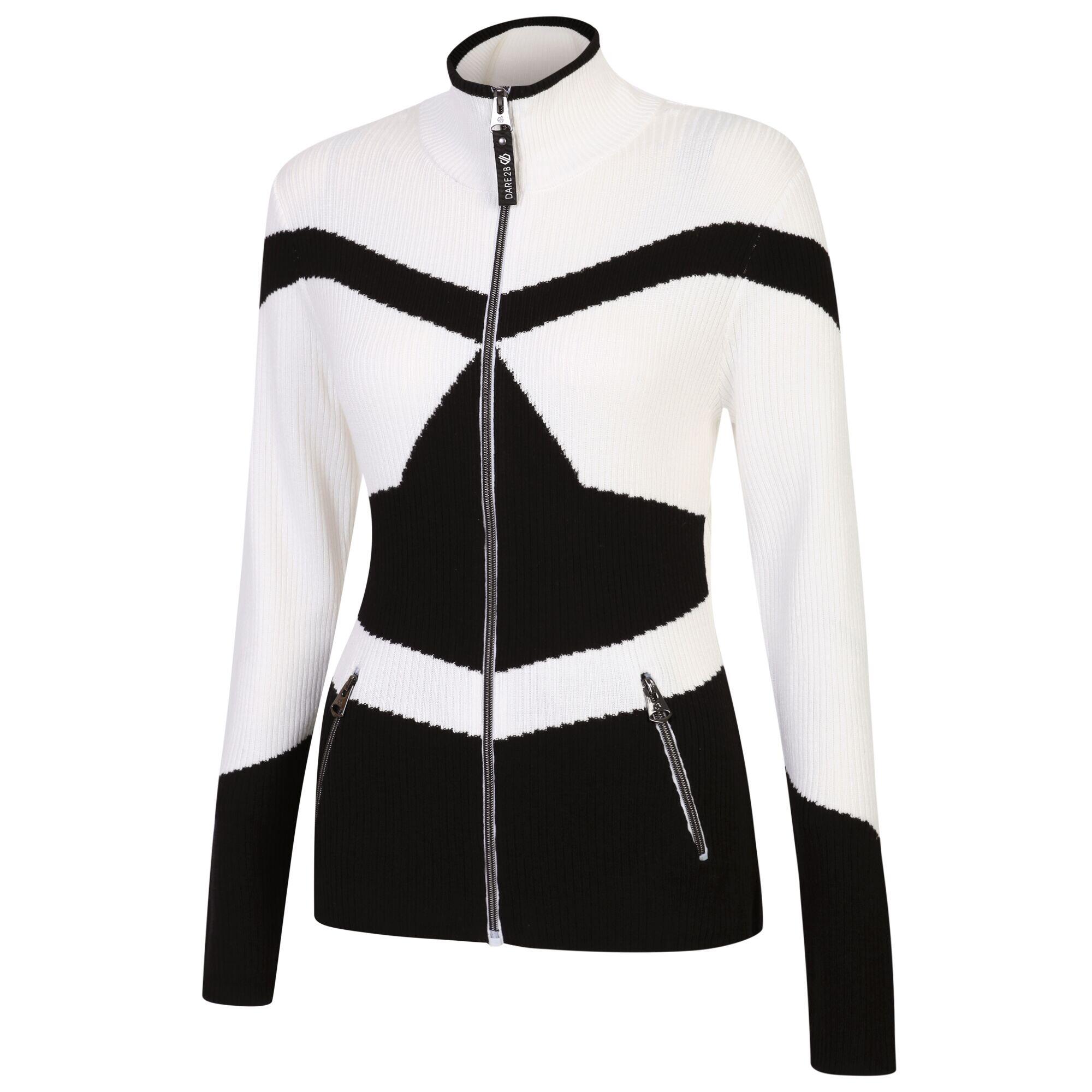 Sweat Motif/style Zippé ROCKER Femme (Noir / Blanc) 3/5