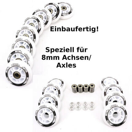 SPEED MOTION 80mm Inline 8 Rollen montiert ABEC 7, 8mm Spacer, für Rollerblade