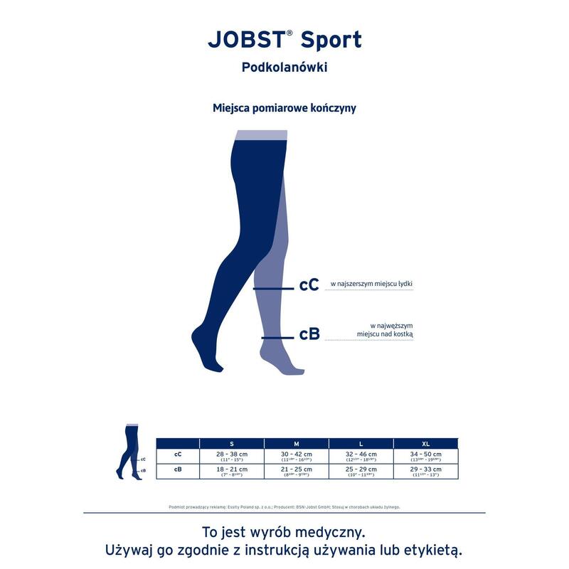 Skarpety kompresyjne do biegania dla dorosłych Jobst Sport CCL1 Podkolanówki